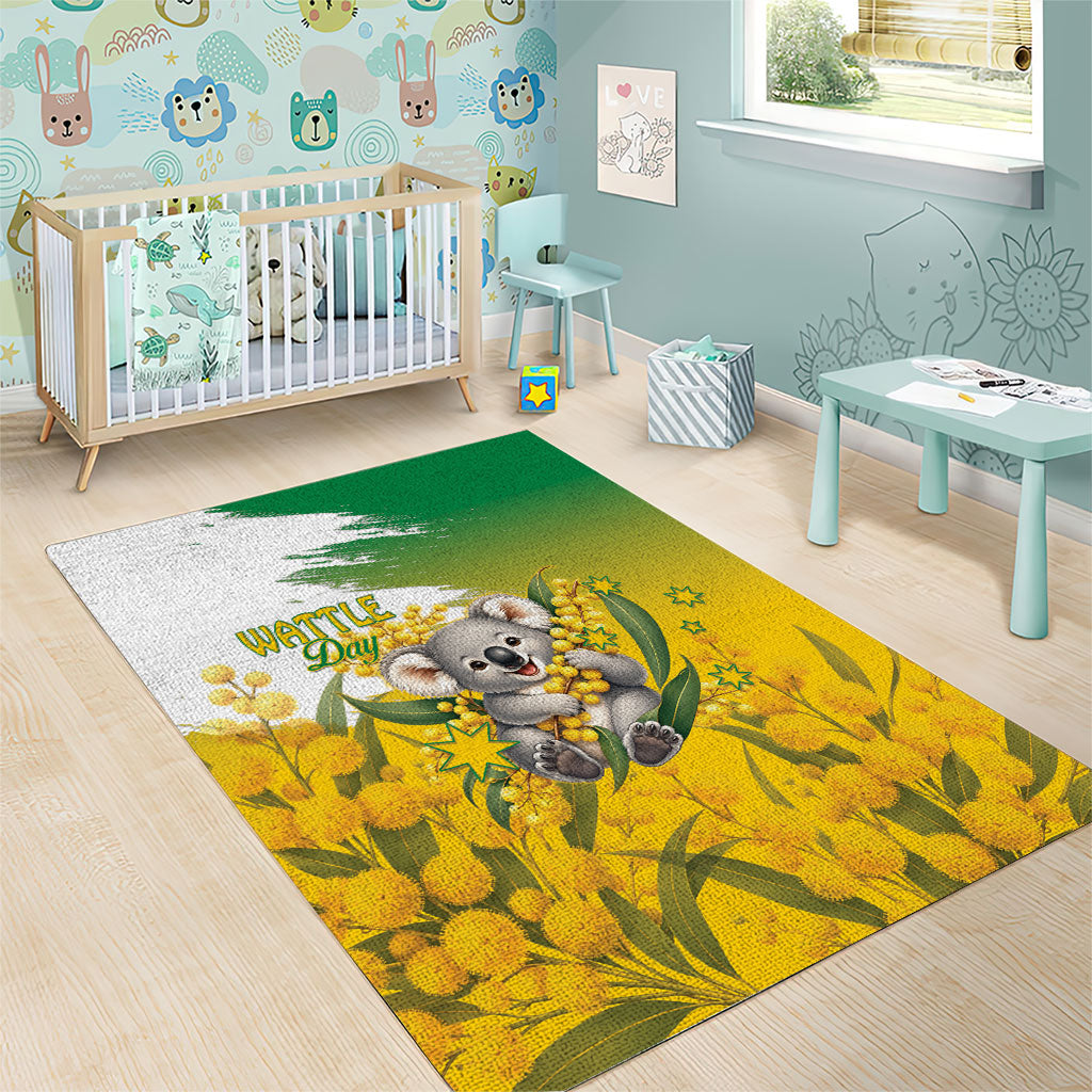 Australia Wattle Day Area Rug Acacia Pycnantha Cute Koala