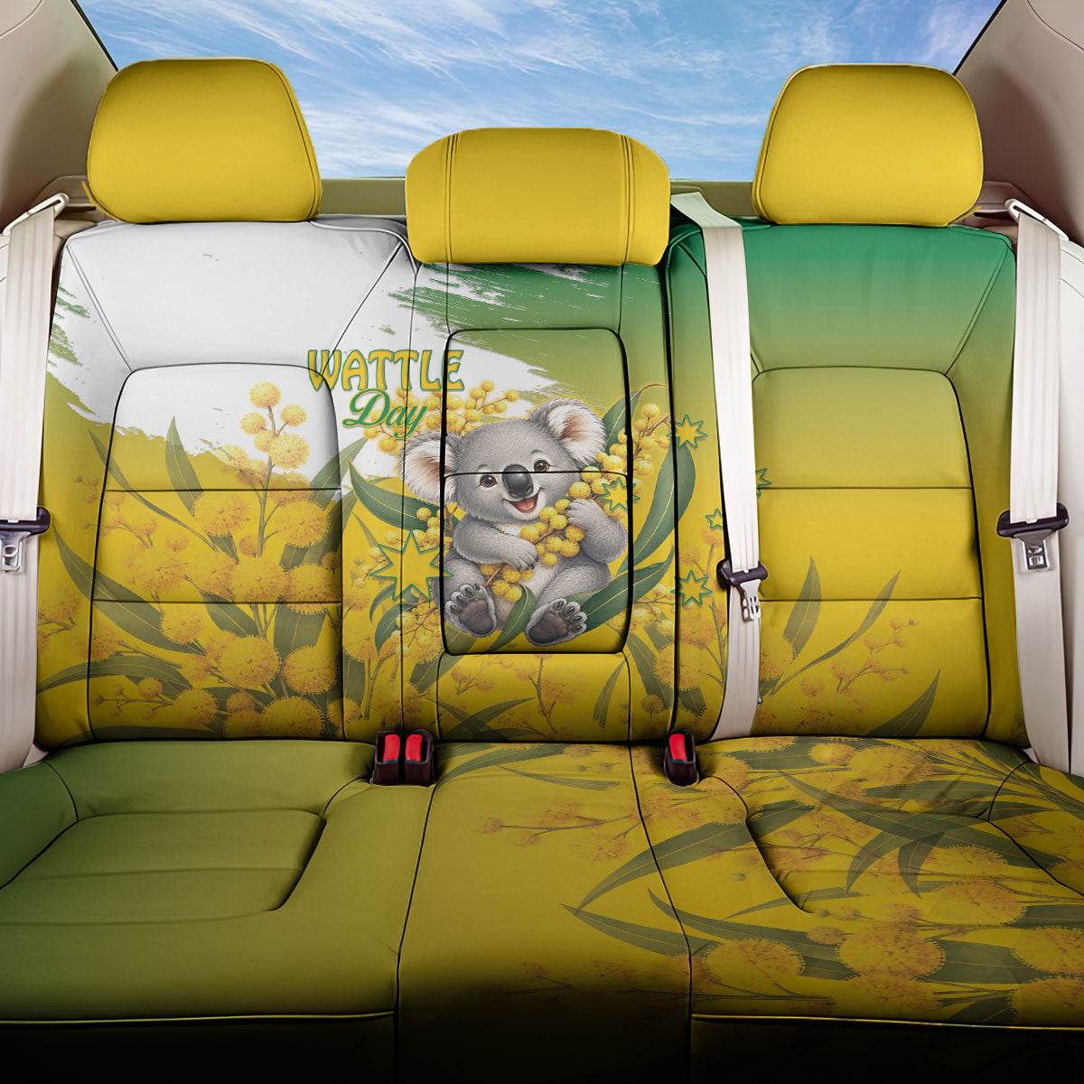 Australia Wattle Day Back Car Seat Cover Acacia Pycnantha Cute Koala