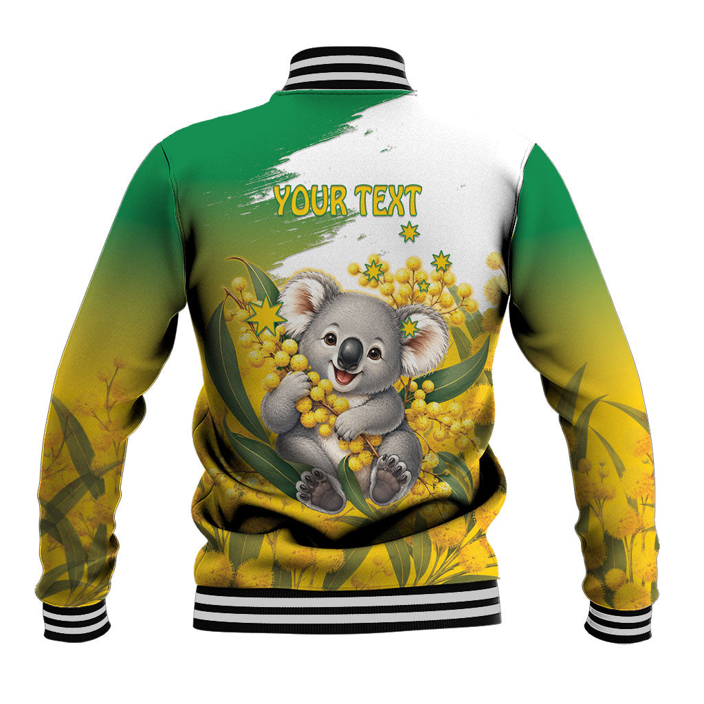 Australia Wattle Day Personalised Baseball Jacket Acacia Pycnantha Cute Koala