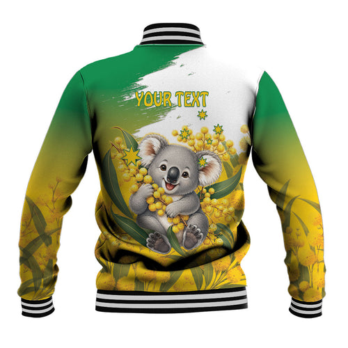 Australia Wattle Day Personalised Baseball Jacket Acacia Pycnantha Cute Koala