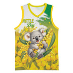 Australia Wattle Day Personalised Basketball Jersey Acacia Pycnantha Cute Koala