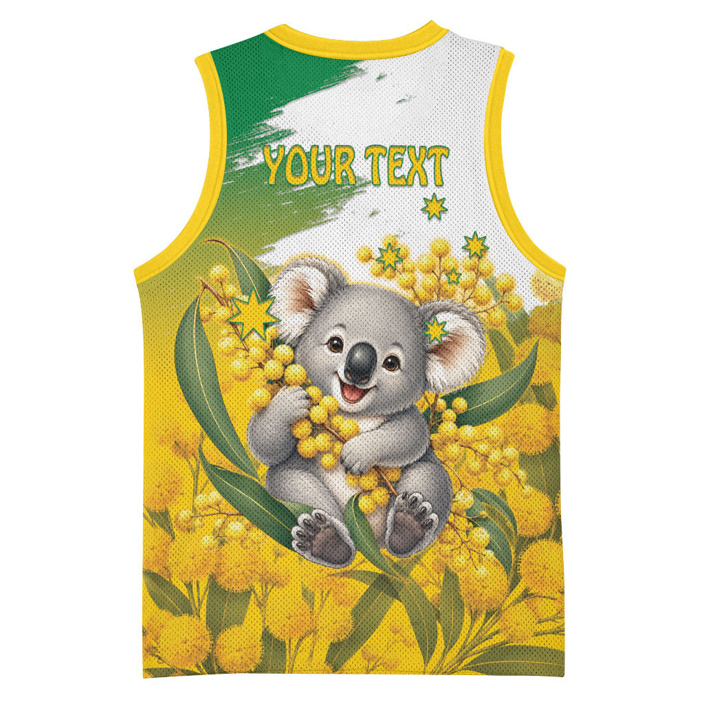 Australia Wattle Day Personalised Basketball Jersey Acacia Pycnantha Cute Koala