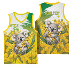 Australia Wattle Day Personalised Basketball Jersey Acacia Pycnantha Cute Koala