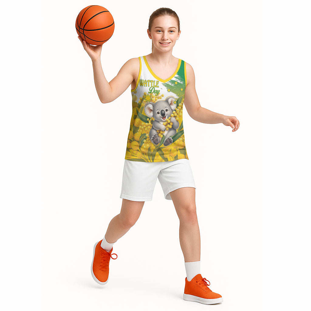 Australia Wattle Day Personalised Basketball Jersey Acacia Pycnantha Cute Koala