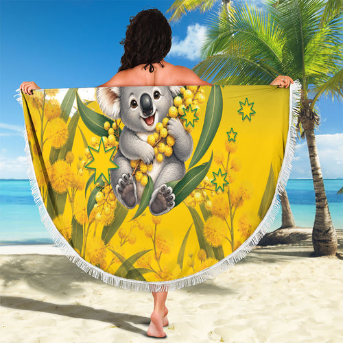 Australia Wattle Day Beach Blanket Acacia Pycnantha Cute Koala