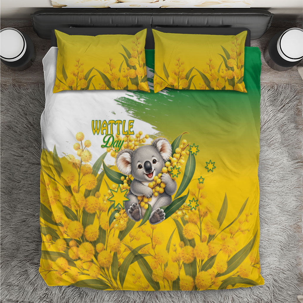 Australia Wattle Day Bedding Set Acacia Pycnantha Cute Koala