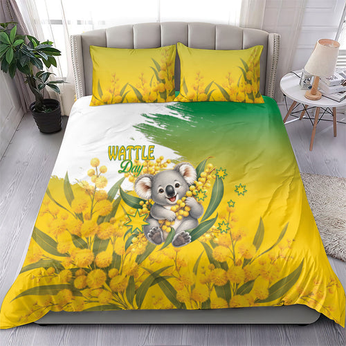 Australia Wattle Day Bedding Set Acacia Pycnantha Cute Koala