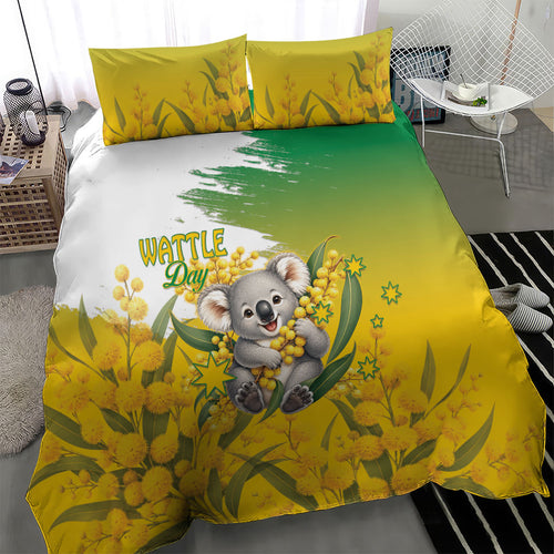 Australia Wattle Day Bedding Set Acacia Pycnantha Cute Koala