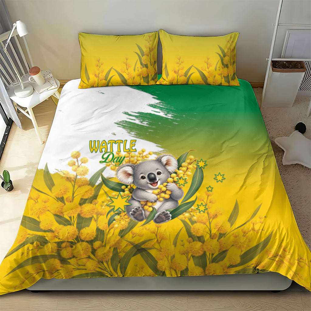 Australia Wattle Day Bedding Set Acacia Pycnantha Cute Koala