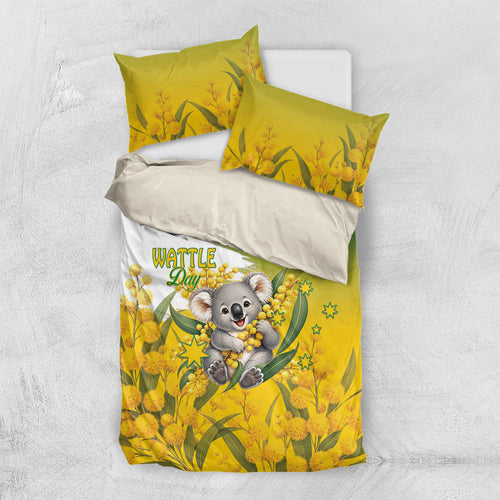 Australia Wattle Day Bedding Set Acacia Pycnantha Cute Koala