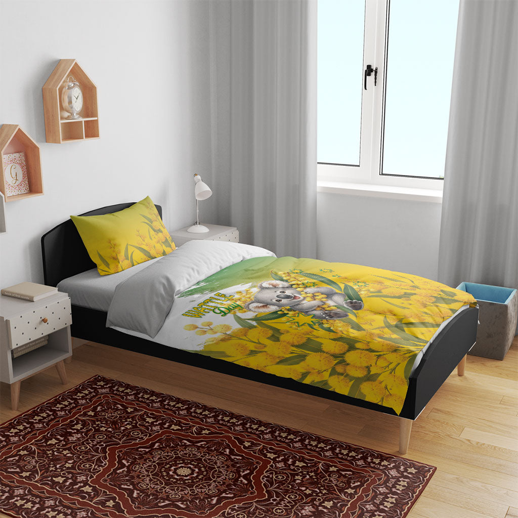 Australia Wattle Day Bedding Set Acacia Pycnantha Cute Koala