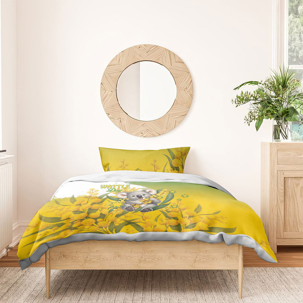 Australia Wattle Day Bedding Set Acacia Pycnantha Cute Koala