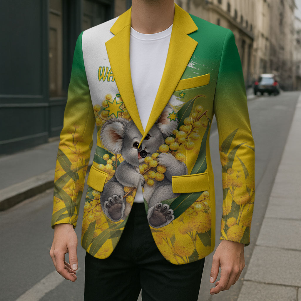 Australia Wattle Day Personalised Blazer Acacia Pycnantha Cute Koala