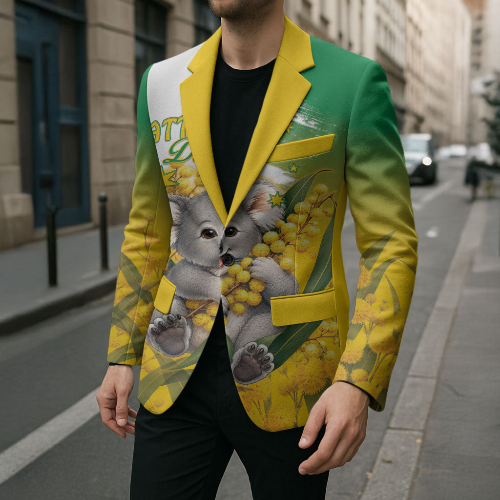 Australia Wattle Day Personalised Blazer Acacia Pycnantha Cute Koala