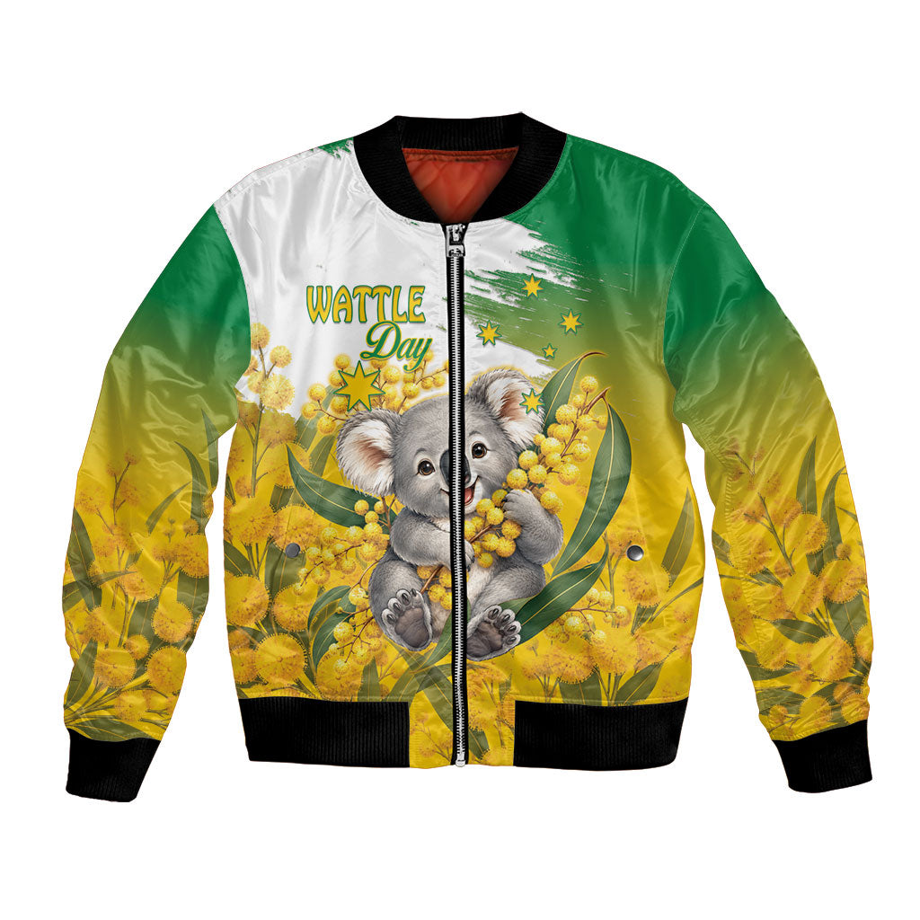 Australia Wattle Day Personalised Bomber Jacket Acacia Pycnantha Cute Koala