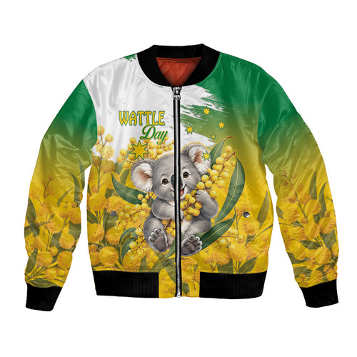 Australia Wattle Day Personalised Bomber Jacket Acacia Pycnantha Cute Koala