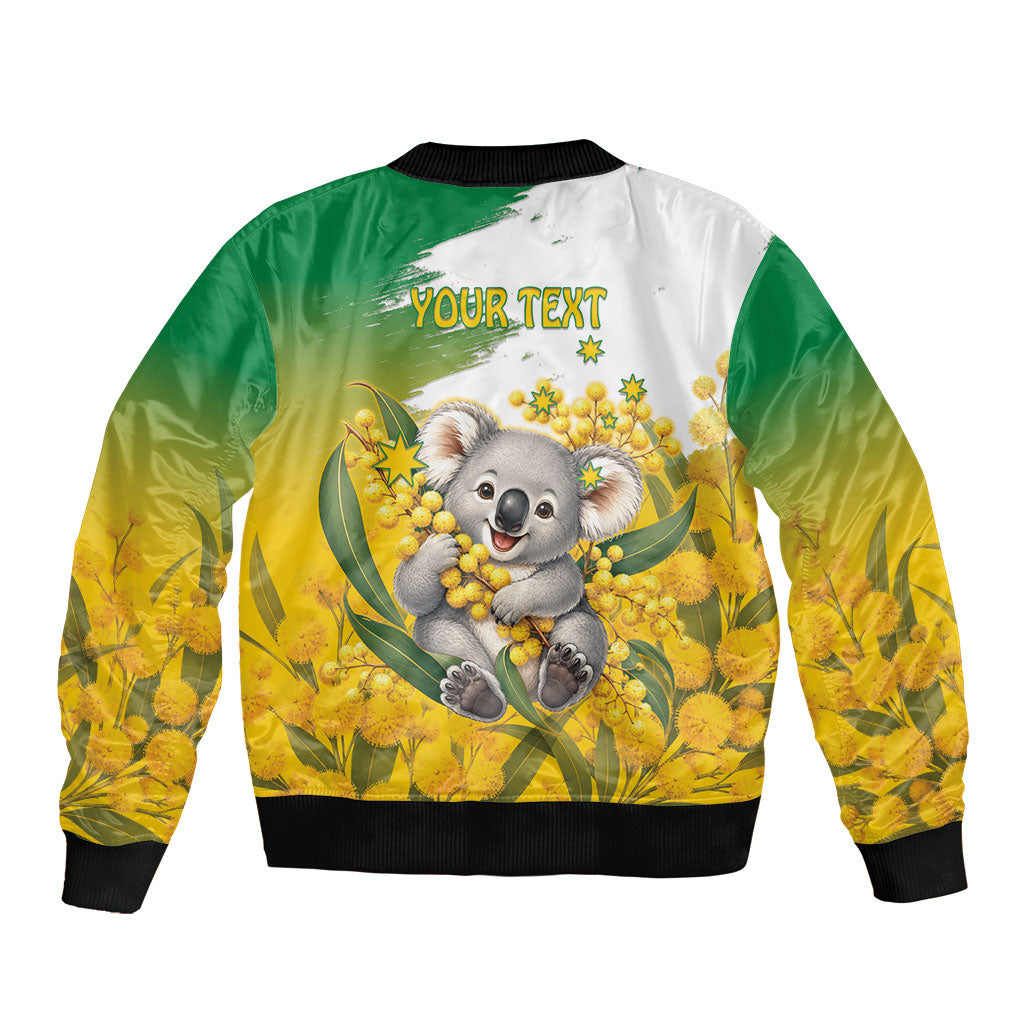 Australia Wattle Day Personalised Bomber Jacket Acacia Pycnantha Cute Koala