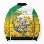 Australia Wattle Day Personalised Bomber Puffer Jacket Acacia Pycnantha Cute Koala