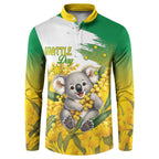 Australia Wattle Day Personalised Button Sweatshirt Acacia Pycnantha Cute Koala