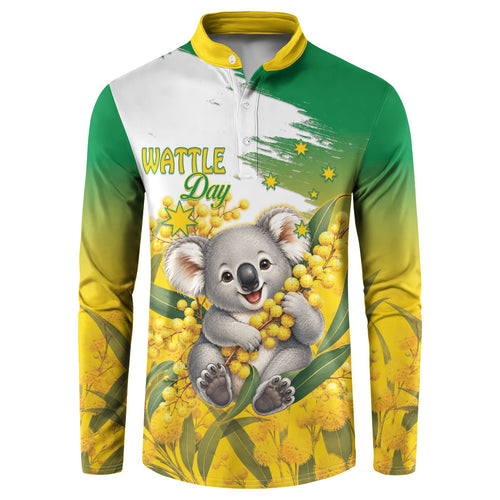 Australia Wattle Day Personalised Button Sweatshirt Acacia Pycnantha Cute Koala