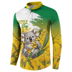 Australia Wattle Day Personalised Button Sweatshirt Acacia Pycnantha Cute Koala