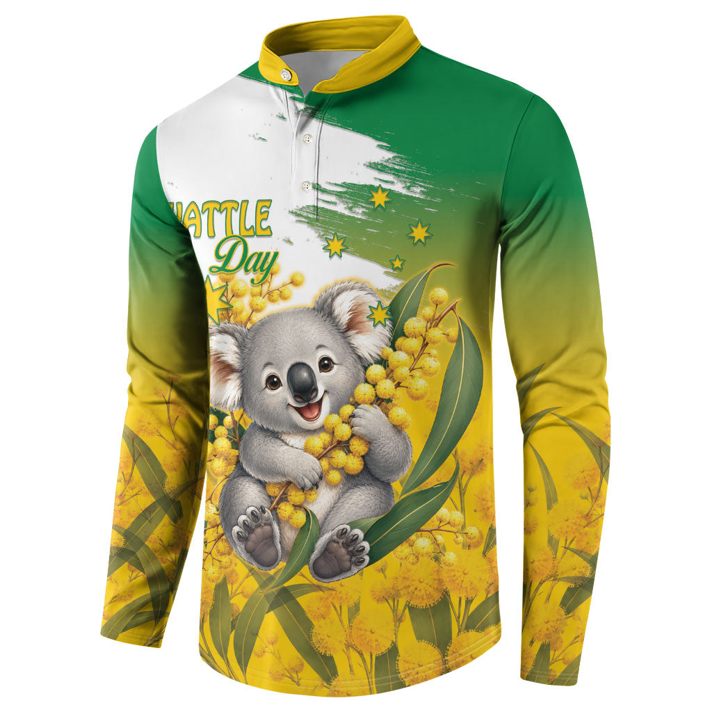 Australia Wattle Day Personalised Button Sweatshirt Acacia Pycnantha Cute Koala