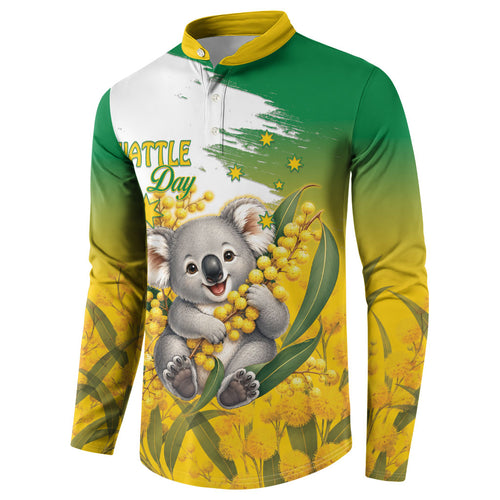 Australia Wattle Day Personalised Button Sweatshirt Acacia Pycnantha Cute Koala