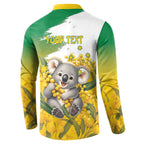 Australia Wattle Day Personalised Button Sweatshirt Acacia Pycnantha Cute Koala