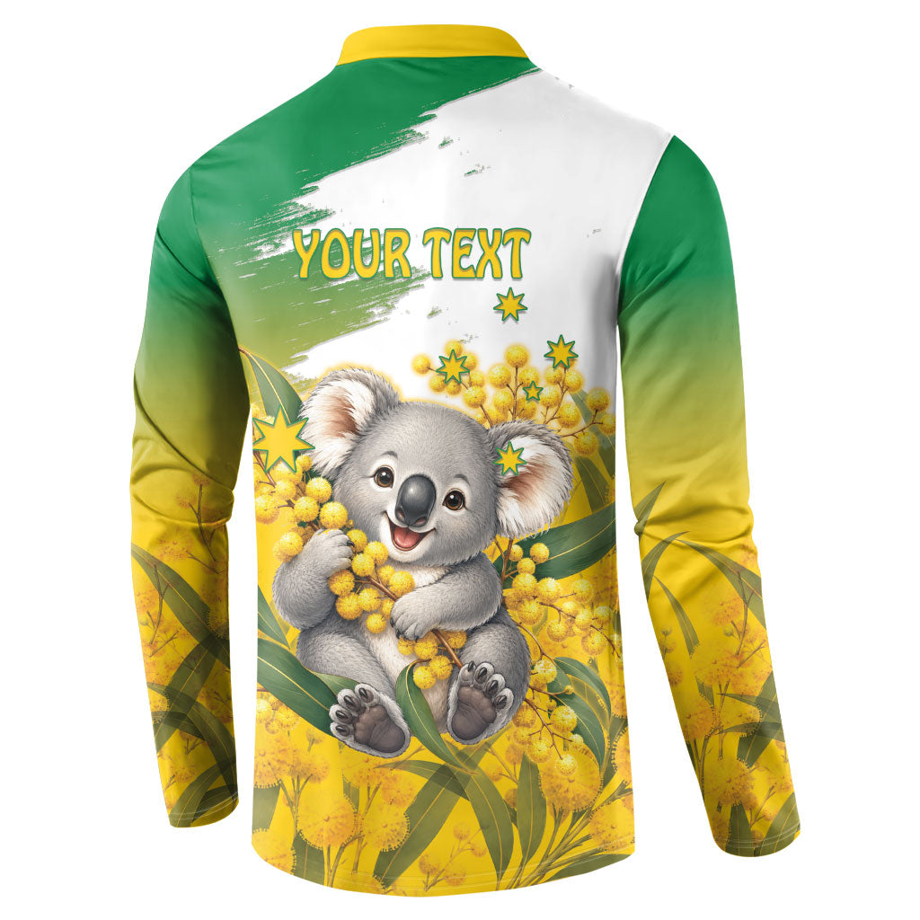 Australia Wattle Day Personalised Button Sweatshirt Acacia Pycnantha Cute Koala