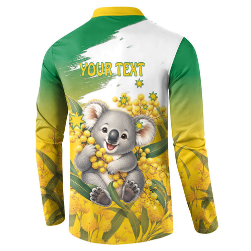 Australia Wattle Day Personalised Button Sweatshirt Acacia Pycnantha Cute Koala