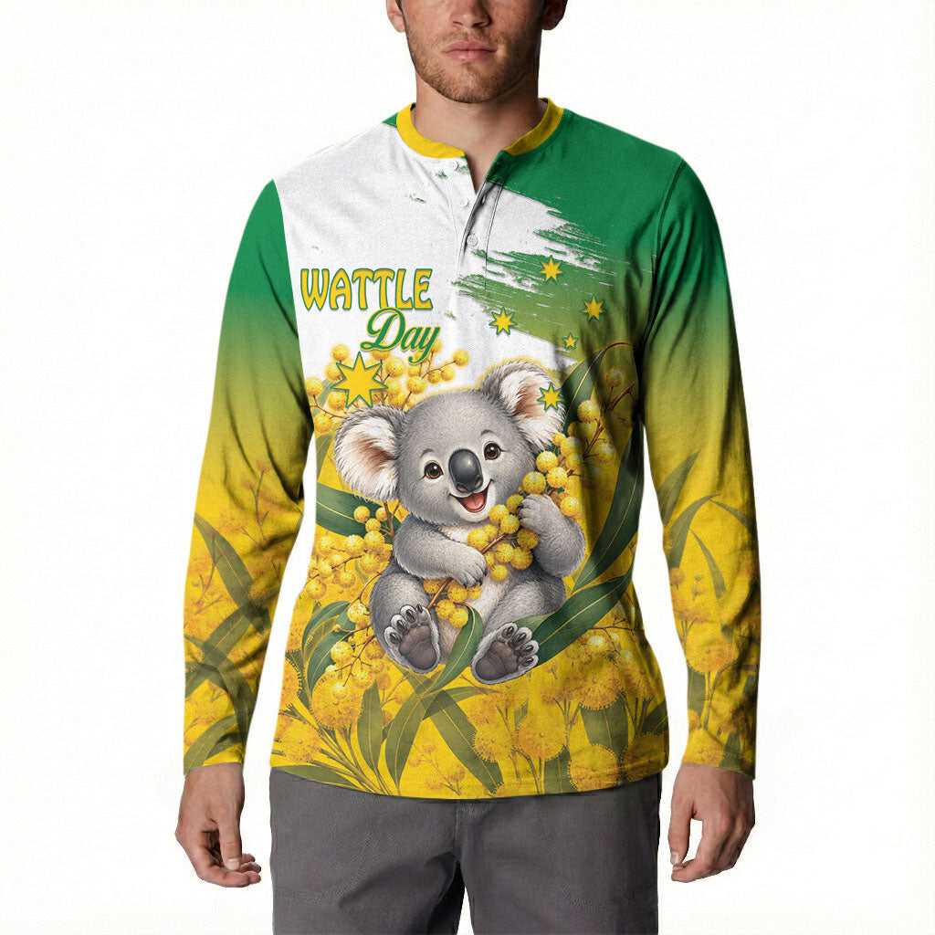 Australia Wattle Day Personalised Button Sweatshirt Acacia Pycnantha Cute Koala