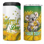 Australia Wattle Day Personalised 4 in 1 Can Cooler Tumbler Acacia Pycnantha Cute Koala