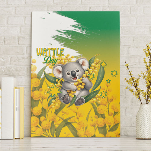Australia Wattle Day Canvas Wall Art Acacia Pycnantha Cute Koala