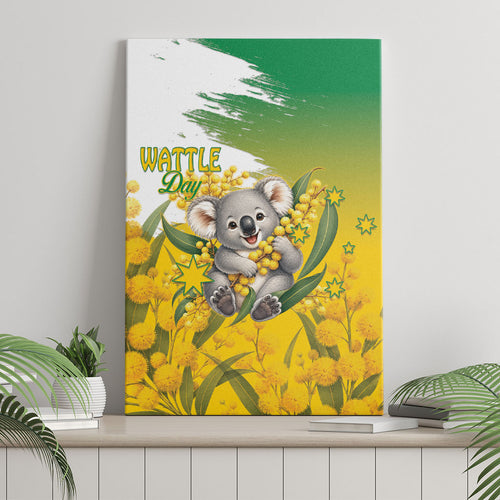 Australia Wattle Day Canvas Wall Art Acacia Pycnantha Cute Koala