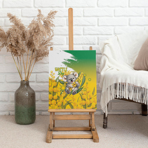 Australia Wattle Day Canvas Wall Art Acacia Pycnantha Cute Koala