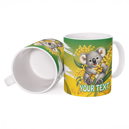 Australia Wattle Day Personalised Ceramic Mug Acacia Pycnantha Cute Koala