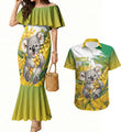 Australia Wattle Day Personalised Couples Matching Mermaid Dress and Hawaiian Shirt Acacia Pycnantha Cute Koala