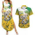Australia Wattle Day Personalised Couples Matching Summer Maxi Dress and Hawaiian Shirt Acacia Pycnantha Cute Koala