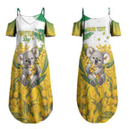 Australia Wattle Day Personalised Couples Matching Summer Maxi Dress and Hawaiian Shirt Acacia Pycnantha Cute Koala