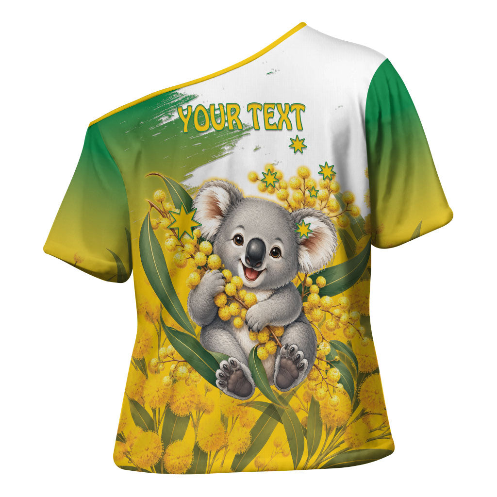 Australia Wattle Day Personalised Cross Shoulder Shirt Acacia Pycnantha Cute Koala
