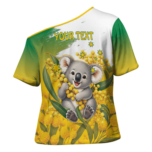 Australia Wattle Day Personalised Cross Shoulder Shirt Acacia Pycnantha Cute Koala