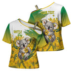 Australia Wattle Day Personalised Cross Shoulder Shirt Acacia Pycnantha Cute Koala