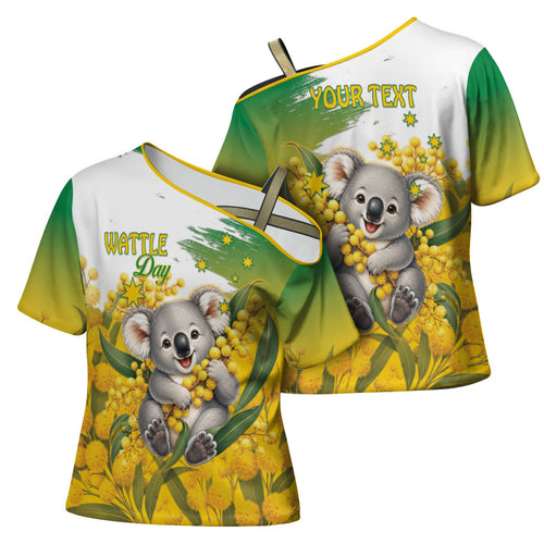 Australia Wattle Day Personalised Cross Shoulder Shirt Acacia Pycnantha Cute Koala