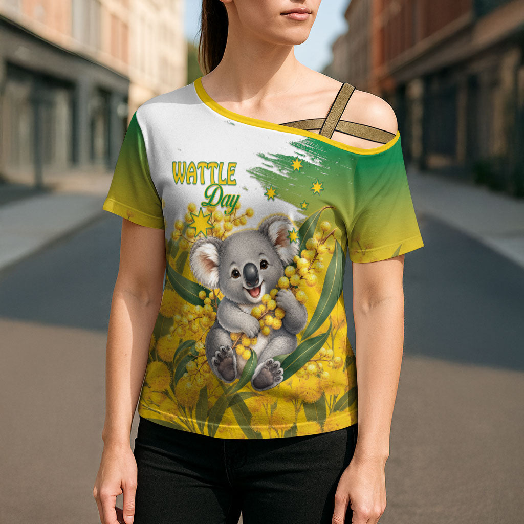 Australia Wattle Day Personalised Cross Shoulder Shirt Acacia Pycnantha Cute Koala