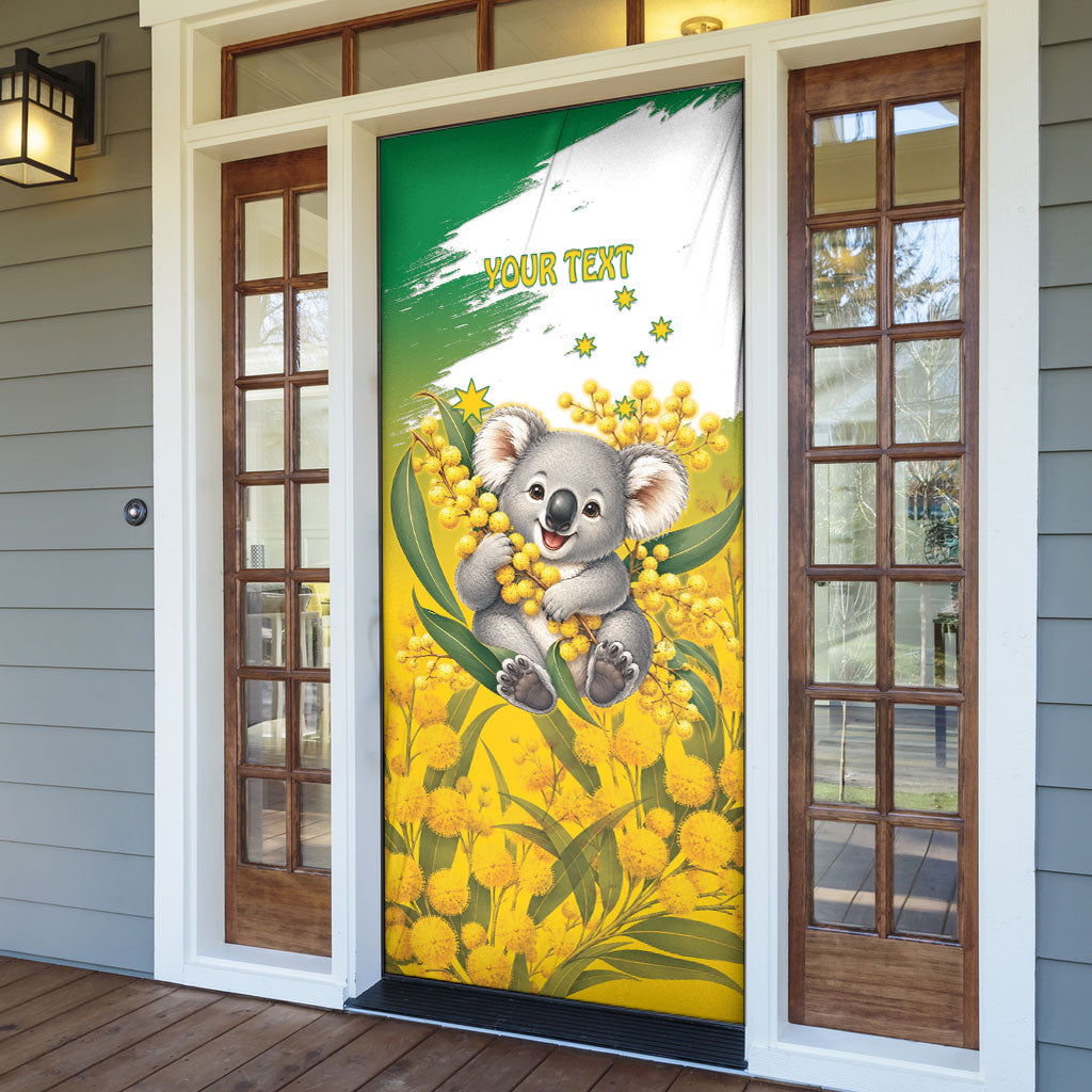 Australia Wattle Day Personalised Door Cover Acacia Pycnantha Cute Koala