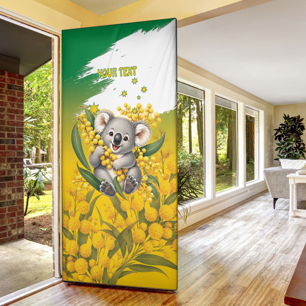 Australia Wattle Day Personalised Door Cover Acacia Pycnantha Cute Koala