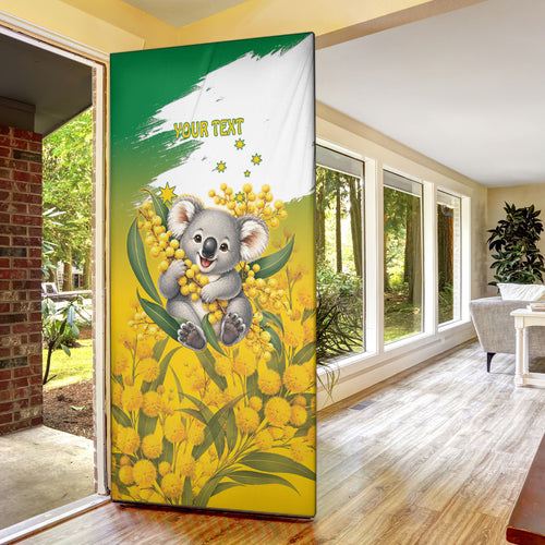 Australia Wattle Day Personalised Door Cover Acacia Pycnantha Cute Koala