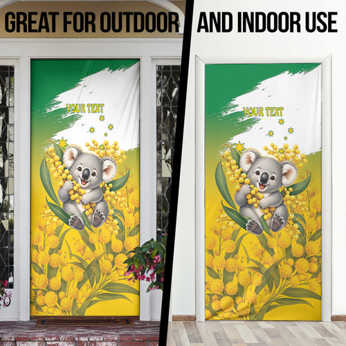 Australia Wattle Day Personalised Door Cover Acacia Pycnantha Cute Koala