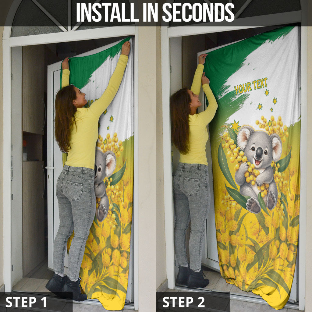 Australia Wattle Day Personalised Door Cover Acacia Pycnantha Cute Koala