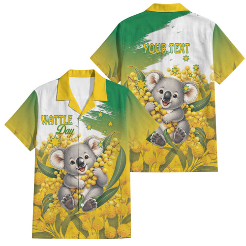 Australia Wattle Day Personalised Family Matching Off Shoulder Maxi Dress and Hawaiian Shirt Acacia Pycnantha Cute Koala